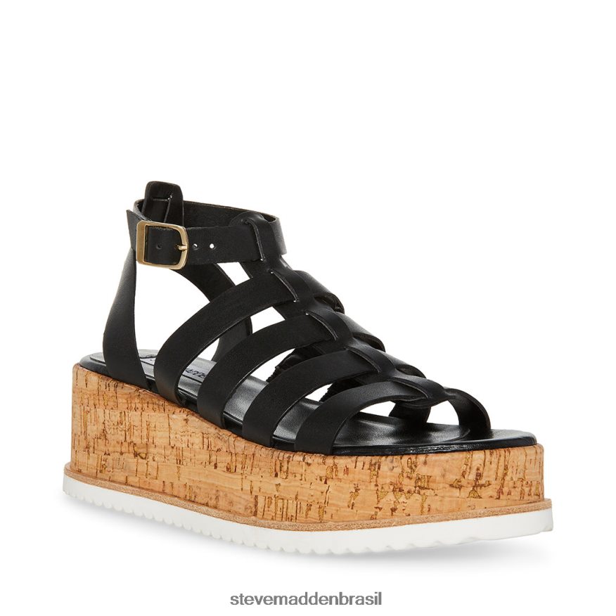 calçados couro preto mulheres Steve Madden Kaydee ZTFPZH143